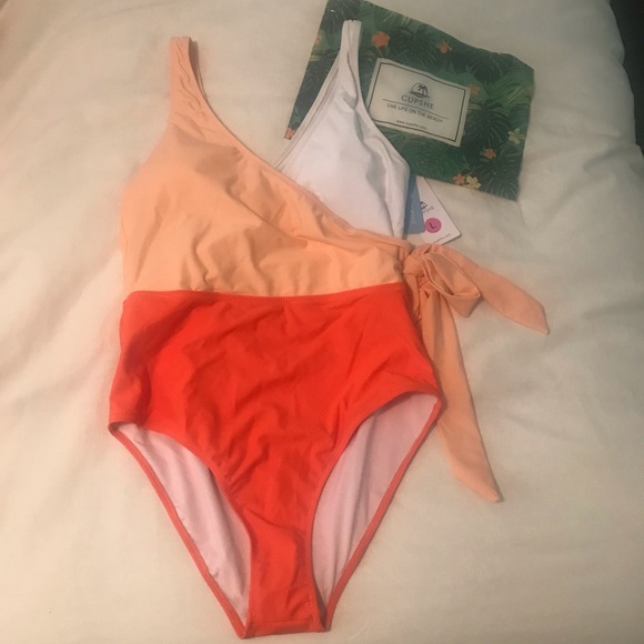 Cupshe Orange & White Bowknot One Piece - Picture 7 of 7